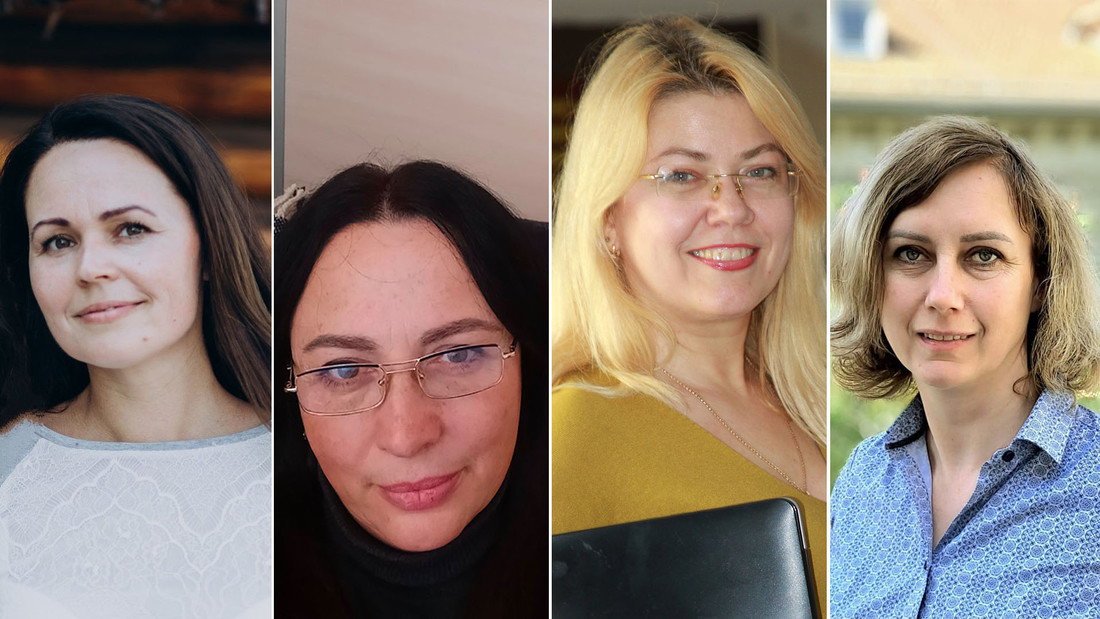 Psychologinnen Maryna Kuznetsova, Nelya Dusheiko, Olena Ilina und Yana Lukyanyuk